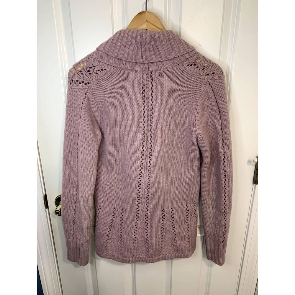 Marina Luna Lilac Purple Wool Angora Blend Open Front Tie Cardigan Size Small - Picture 3 of 4